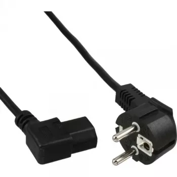 InLine Kabel zasilający, CEE 7/7 kątowy / 3-stykowy IEC C13 lewy kątowy, czarny, 1m