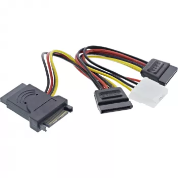 Kabel zasilający SATA InLine, męski na żeński, do 2x SATA + 4-pin Molex