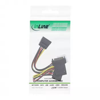 Kabel zasilający SATA InLine, męski na żeński, do 2x SATA + 4-pin Molex