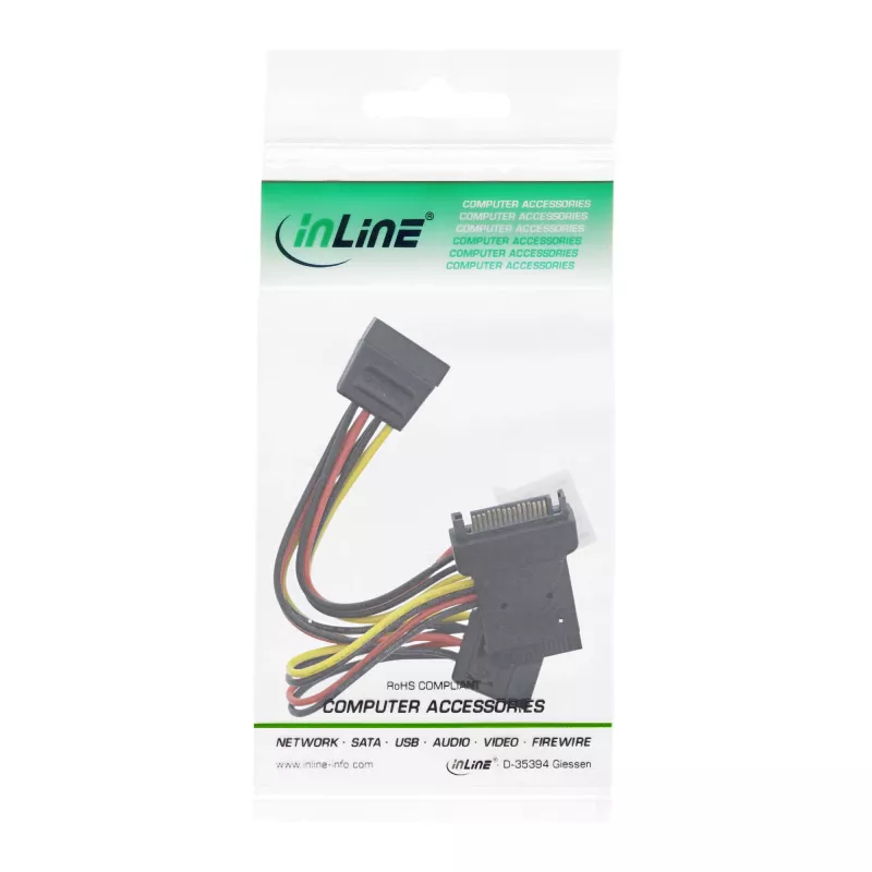 Kabel zasilający SATA InLine, męski na żeński, do 2x SATA + 4-pin Molex