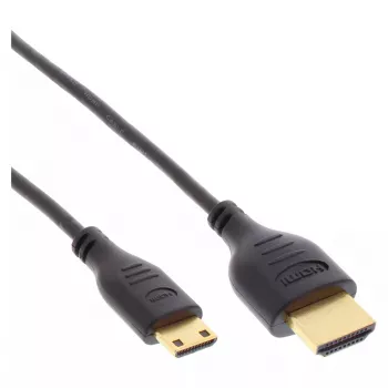 InLine High Speed HDMI kabel with Ethernet, AM/CM, super cienki, Czarny/gold, 0.5m