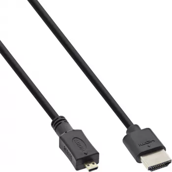 InLine High Speed HDMI kabel with Ethernet, AM/DM, super cienki, czarny/złoty, 0.5m