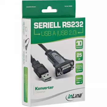 adapter kablowya USB 2.0 na szeregowy InLine 33306I 0,25 m, czarny