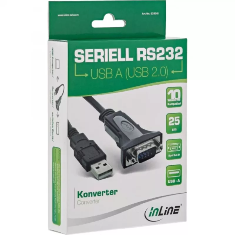 adapter kablowya USB 2.0 na szeregowy InLine 33306I 0,25 m, czarny