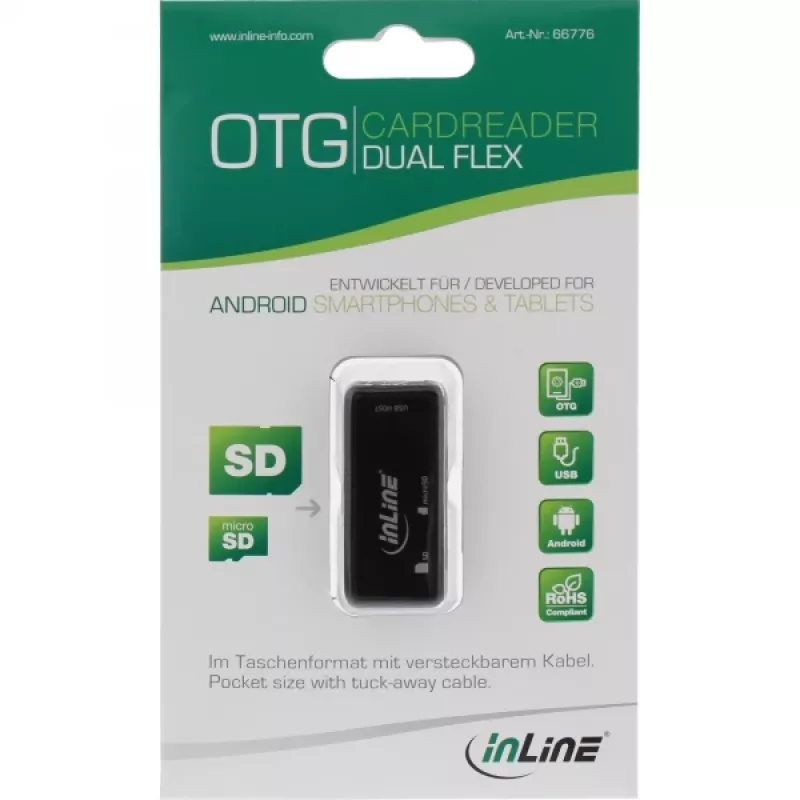 InLine OTG Card Reader Dual Flex dla SD, micro SD z portem USB i 2 gniazdami kart