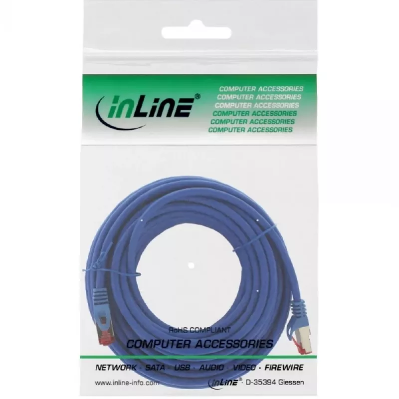 InLine Patch kabel S/FTP PiMF Cat.6 250MHz miedź bezhalogenowy niebieski 15m