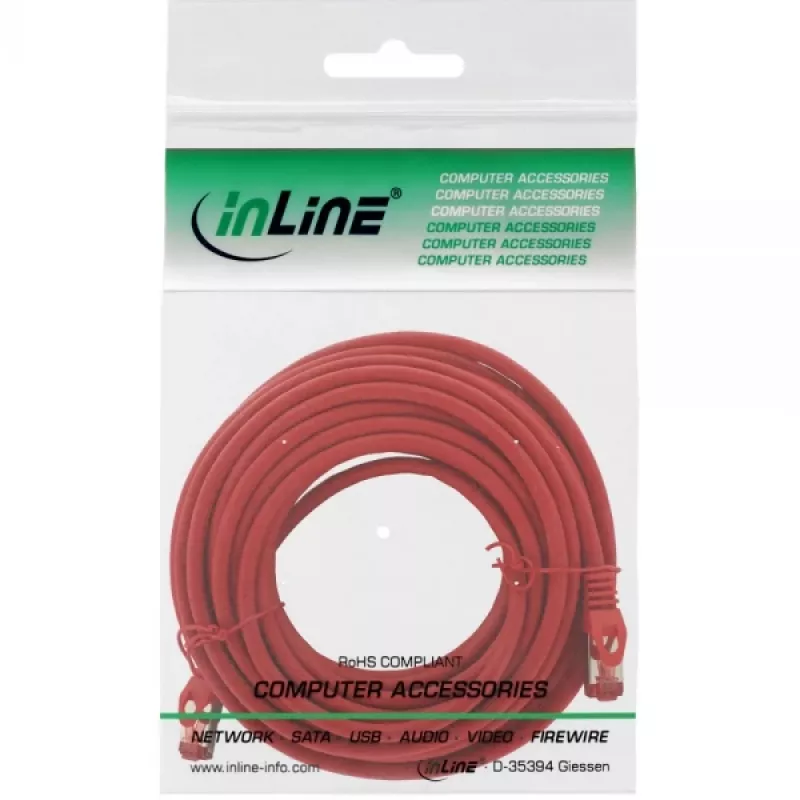 InLine Patch kabel S/FTP PiMF Cat.6 250MHz miedź bezhalogenowy czerwony 15m