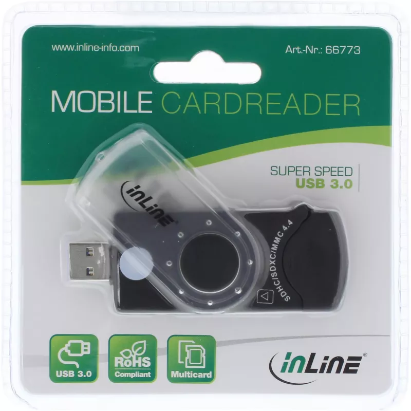 InLine USB 3.0 mobilny czytnik kart z 2 slotami na SD SDHC SDXC microSD