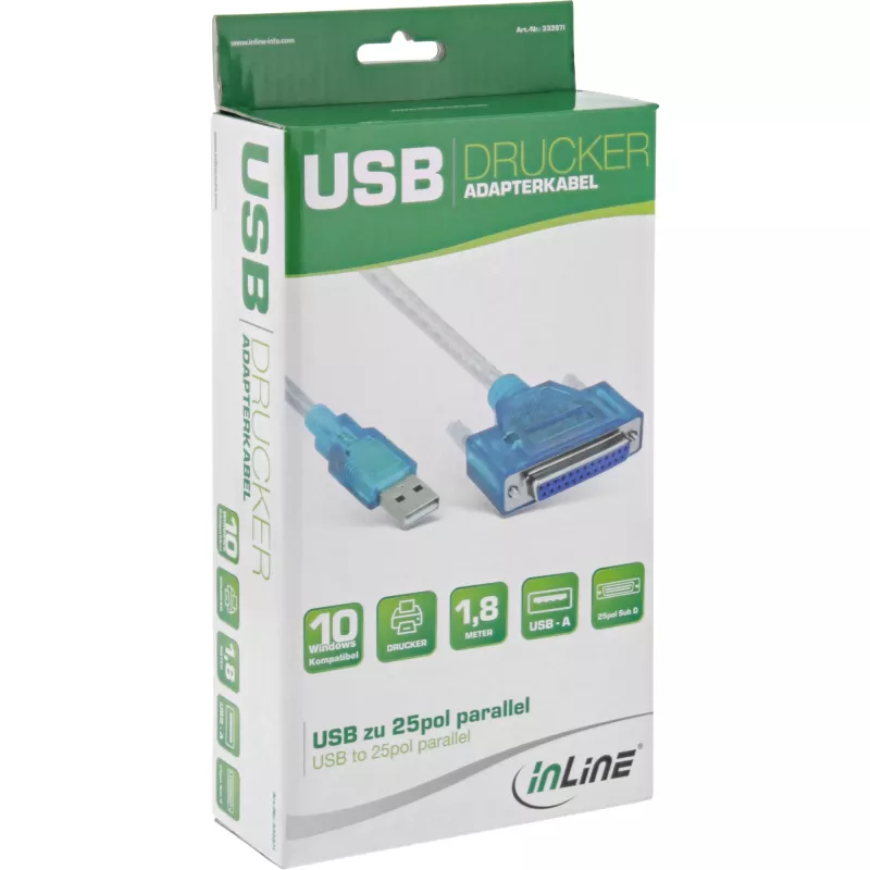 Kabel USB do drukarki InLine 33397I 1,8 m Typ A męski na DB25 żeński