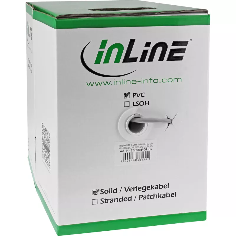 InLine Solid Installation kabel SF/UTP Cat.5e AWG24 CCA PVC 100m