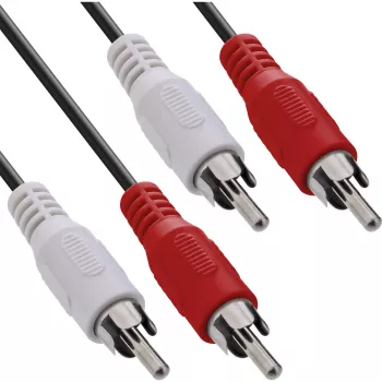 Kabel audio InLine, 2x RCA M/M 10m, Męski, 2 x RCA, Męski, 10 m, Czarny