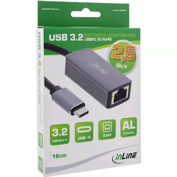 InLine USB 3.2 do 2.5G adapter sieciowy Ethernet, USB-C do RJ45