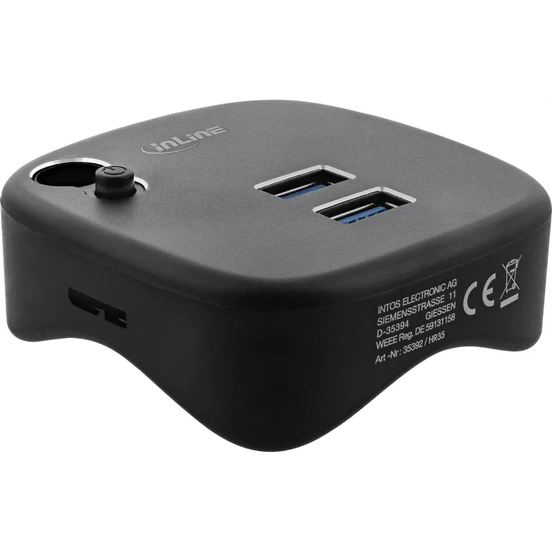 InLine USB 3.0 Multiadapter, 2xUSB-A, RJ45, czytnik kart SD/MicroSD, czarny
