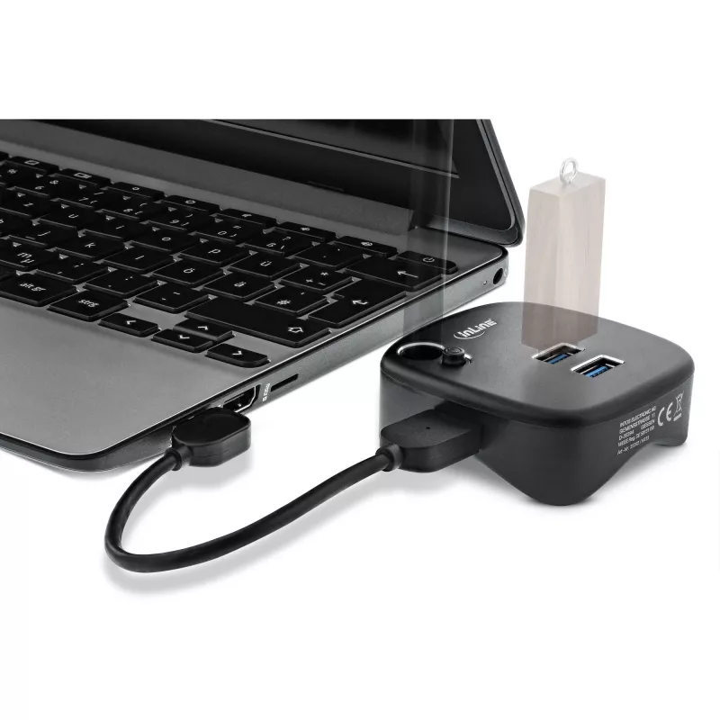 InLine USB 3.0 Multiadapter, 2xUSB-A, RJ45, czytnik kart SD/MicroSD, czarny