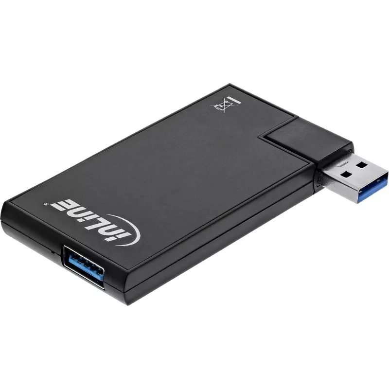 InLine USB 3.0 Obrotowy Hub, 4 porty, czarny