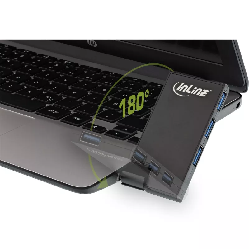 InLine USB 3.0 Obrotowy Hub, 4 porty, czarny