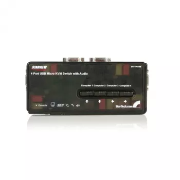 StarTech.com 4 Port Czarny USB KVM Switch Kit z kablami i audio
