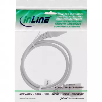 Przedłużacz zimnego urządzenia InLine, C13 / C14, szary, 1 m