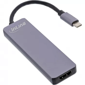 InLine Multi-hub USB 3.2 Gen.1, 2x USB-A, HDMI 4K/30Hz, czytnik kart, alu, szary