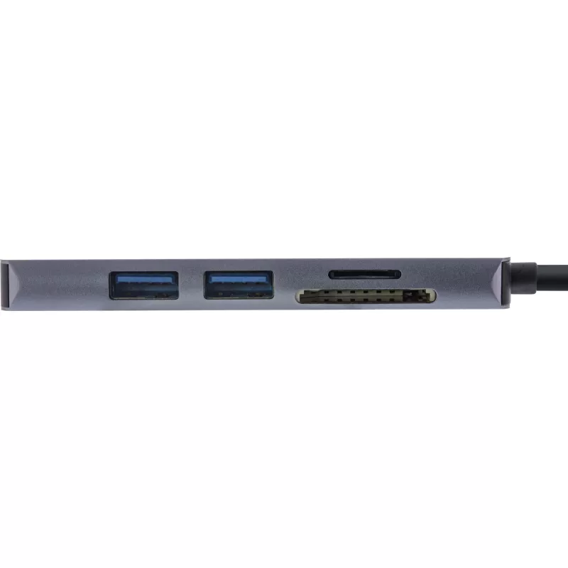 InLine Multi-hub USB 3.2 Gen.1, 2x USB-A, HDMI 4K/30Hz, czytnik kart, alu, szary