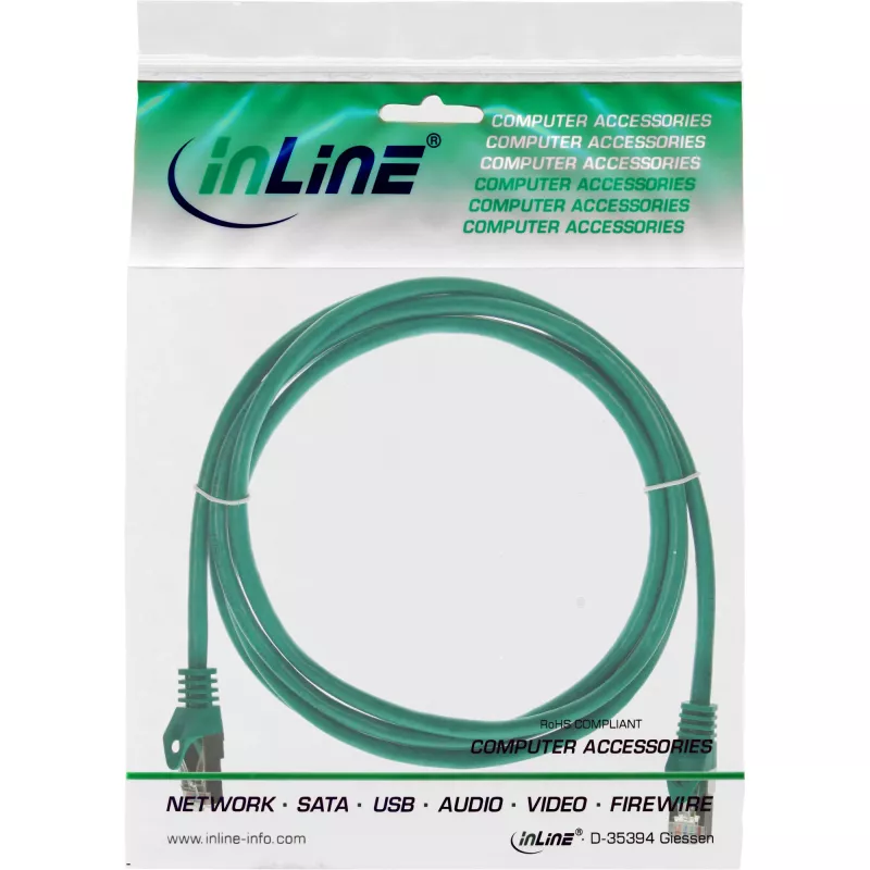 Kabel krosowy InLine SF/UTP kat.5e zielony 2m