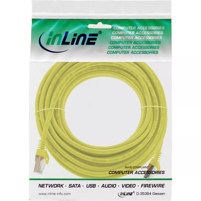Kabel krosowy InLine SF/UTP Kat.5e żółty 10m