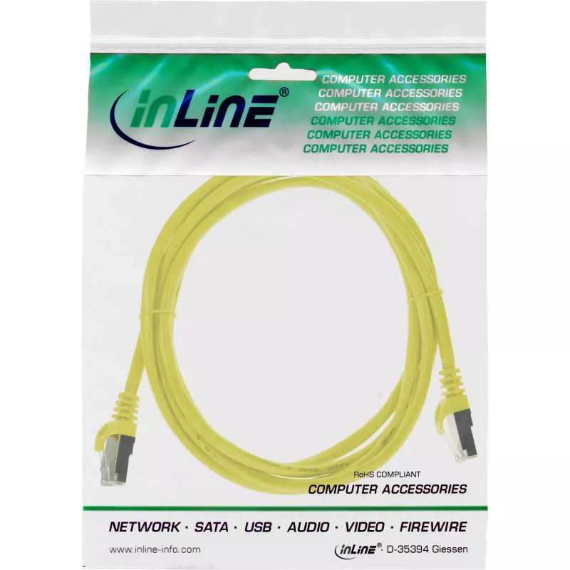 Kabel krosowy InLine SF/UTP Kat.5e żółty 3m