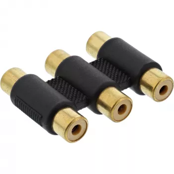 Przejściówka audio InLine 3x RCA żeński / żeński pozłacana 99319