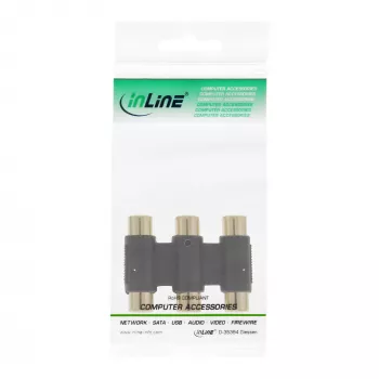 Przejściówka audio InLine 3x RCA żeński / żeński pozłacana 99319