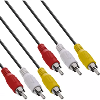 Kabel AV InLine 3x RCA męski / męski 2m, 3 x RCA, 2 m, czarny