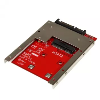 StarTech.com Adapter mSATA SSD na SATA 2,5 cala, SATA, mSATA, czarny, czerwony, srebrny, CE, FCC, 6 Gbit/s, -40 - 85 °C