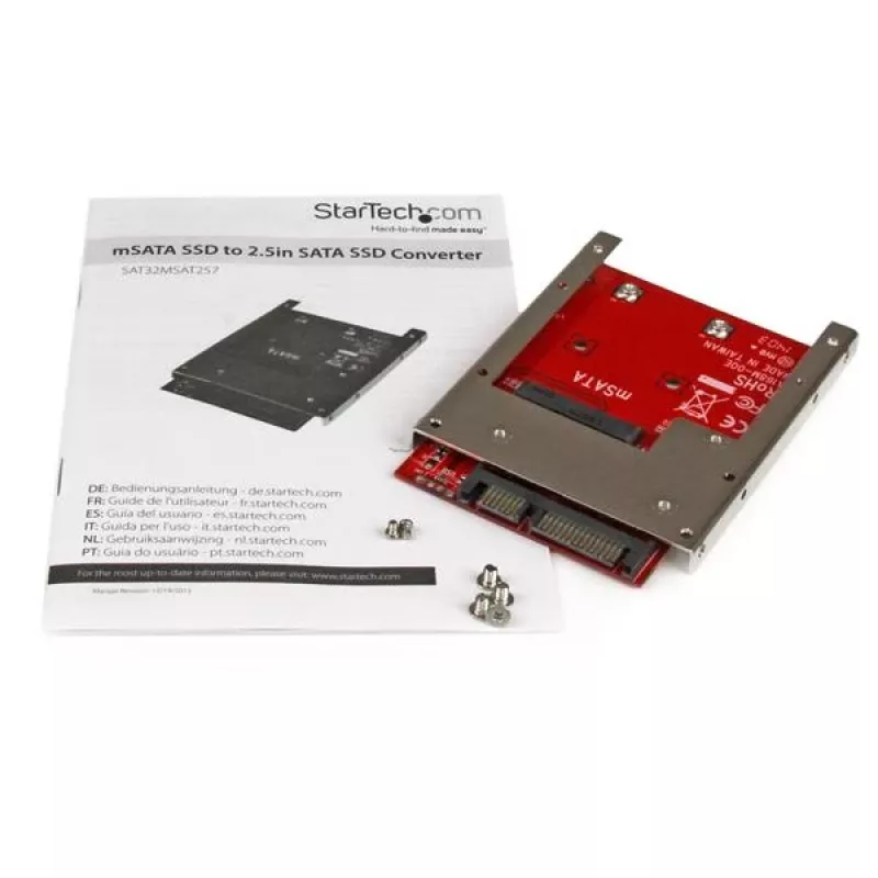 StarTech.com Adapter mSATA SSD na SATA 2,5 cala, SATA, mSATA, czarny, czerwony, srebrny, CE, FCC, 6 Gbit/s, -40 - 85 °C
