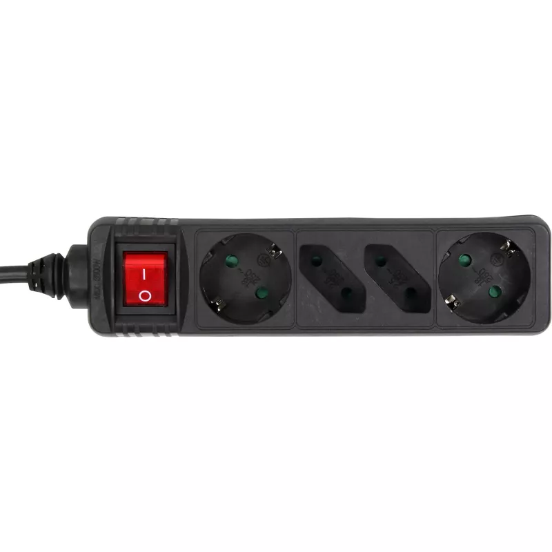 Listwa zasilająca InLine 4-krotna, 2x CEE7/3 + 2x Euro CEE 7/16, czarna, 5 m