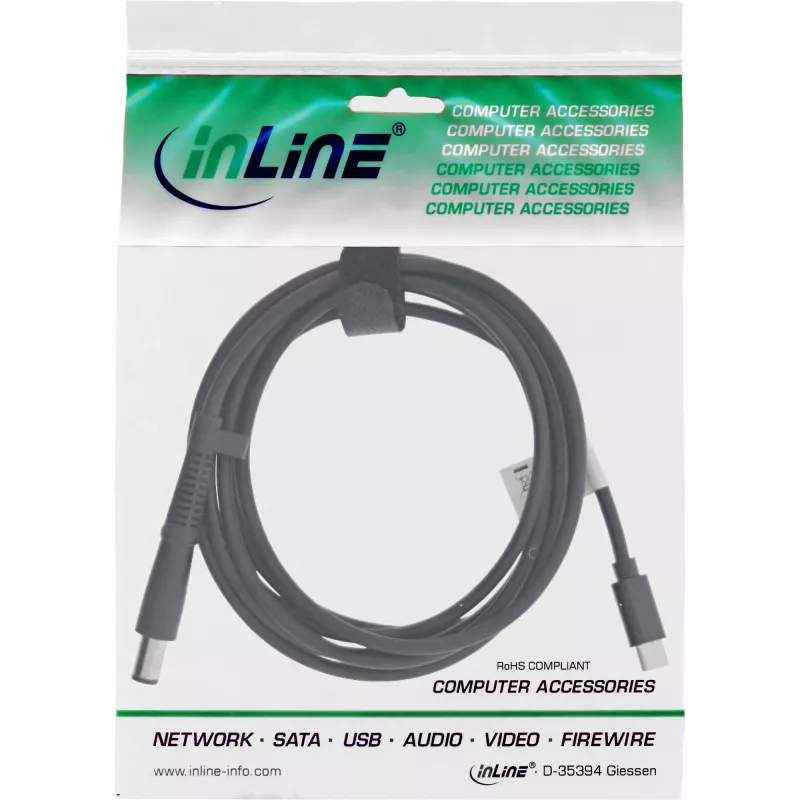 Kabel ładujący InLine USB-C do HP Notebook (okrągły/duży), 2 m