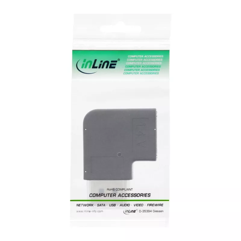 Adapter InLine DisplayPort męski żeński lewy kątowy 17199L