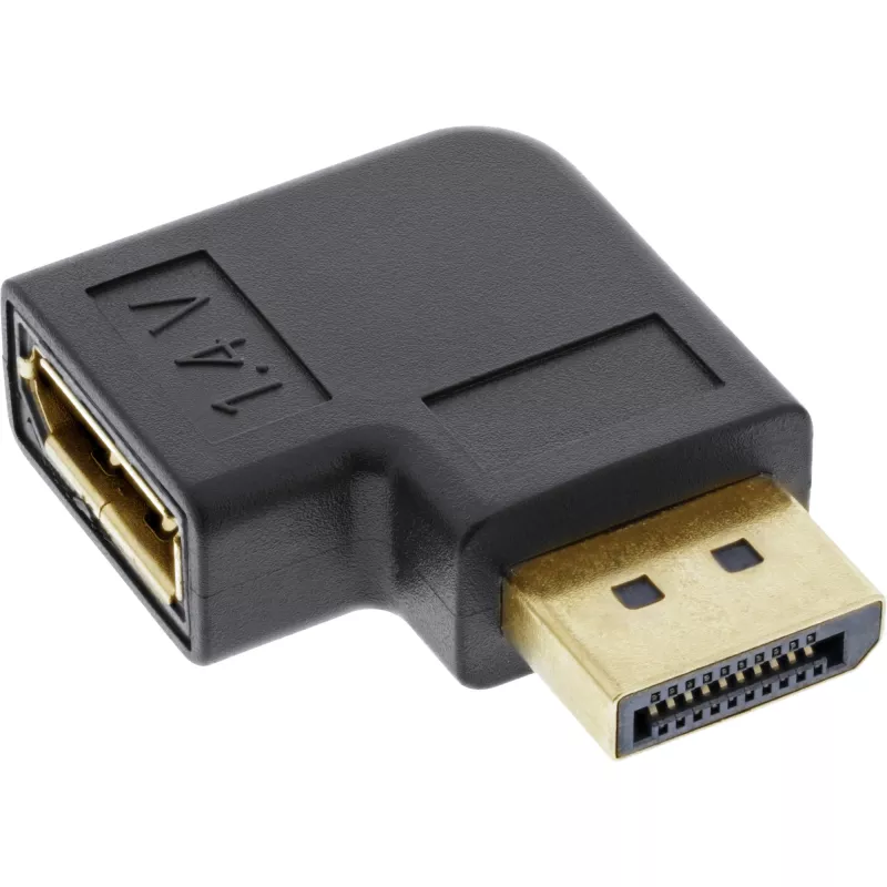 Adapter InLine DisplayPort, wtyk DisplayPort męski / żeński, kątowy