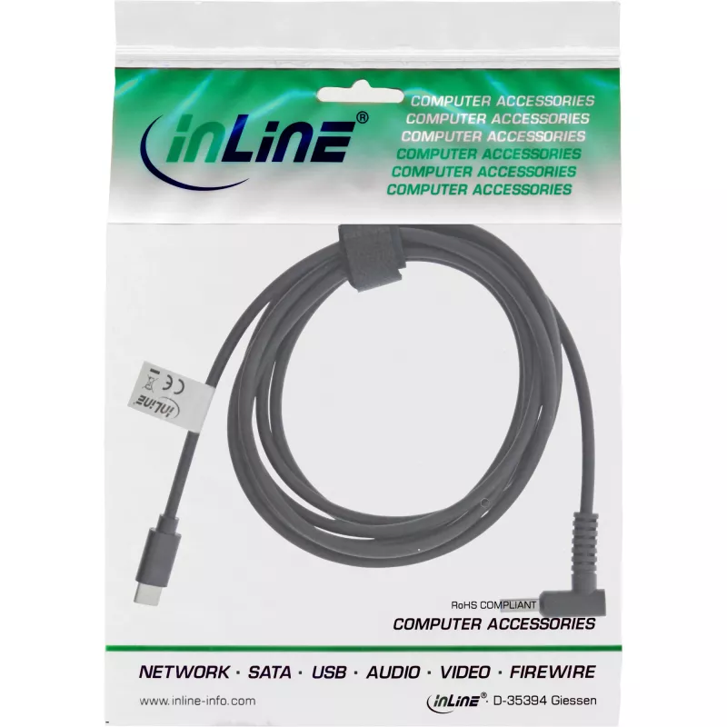 Kabel ładujący InLine USB-C do HP Notebook (okrągły/mały), 2 m