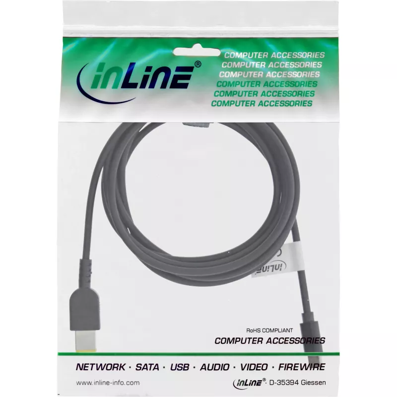 Kabel ładujący InLine USB-C do notebooków Lenovo (prostokątny), 2 m