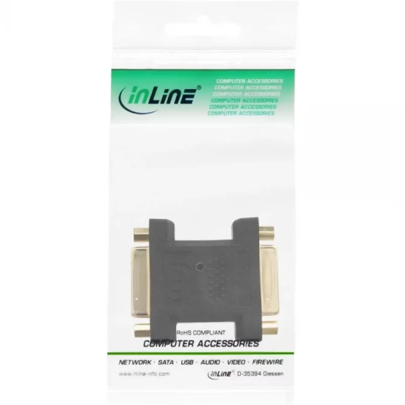 Adapter InLine DVI-I cyfrowy + analogowy 24+5 żeński/żeński czarny pozłacany