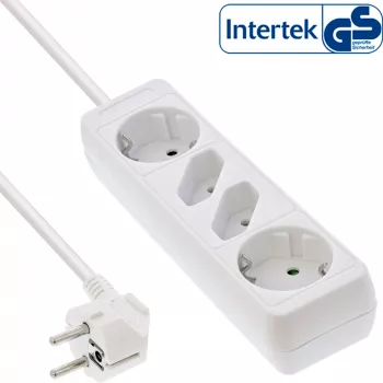 Listwa zasilająca InLine, 4-gniazdowa, 2x CEE7/3 + 2x Euro CEE 7/16, biała, 1,5m