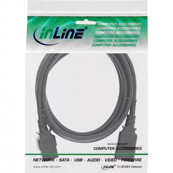 Kabel zasilający InLine C19 / C20 3-stykowy IEC męski / żeński czarny 3m