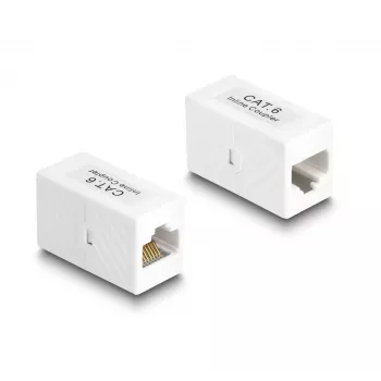 Kabel sieciowy DeLOCK Adapter wtyk RJ45 na wtyk RJ45 Kat.6 UTP 1m biały