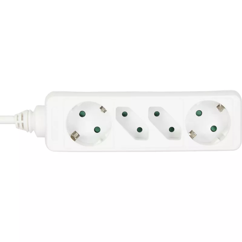InLine listwa zasilająca, 4-gniazdowa, 2x CEE7/3 + 2x Euro CEE 7/16, biała, 3m