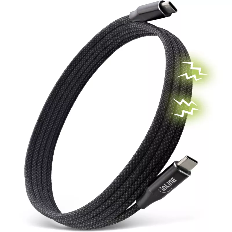 InLine Magnetyczny kabel USB-C, USB-C męski/męski, 100 W, czarny, 2 m