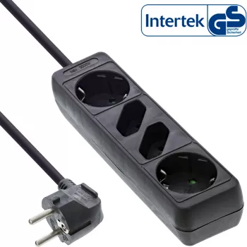 Listwa zasilająca InLine, 4-gniazdowa, 2x CEE7/3 + 2x Euro CEE 7/16, czarna, 1,5 m