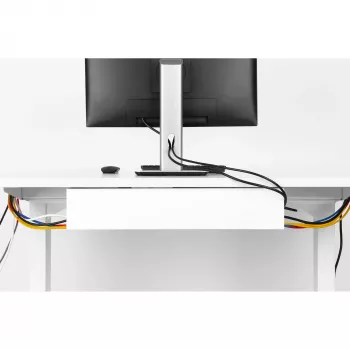 InLine system zarządzania kablami pod stołem 23190W — stal, biały, 114×600×76 mm