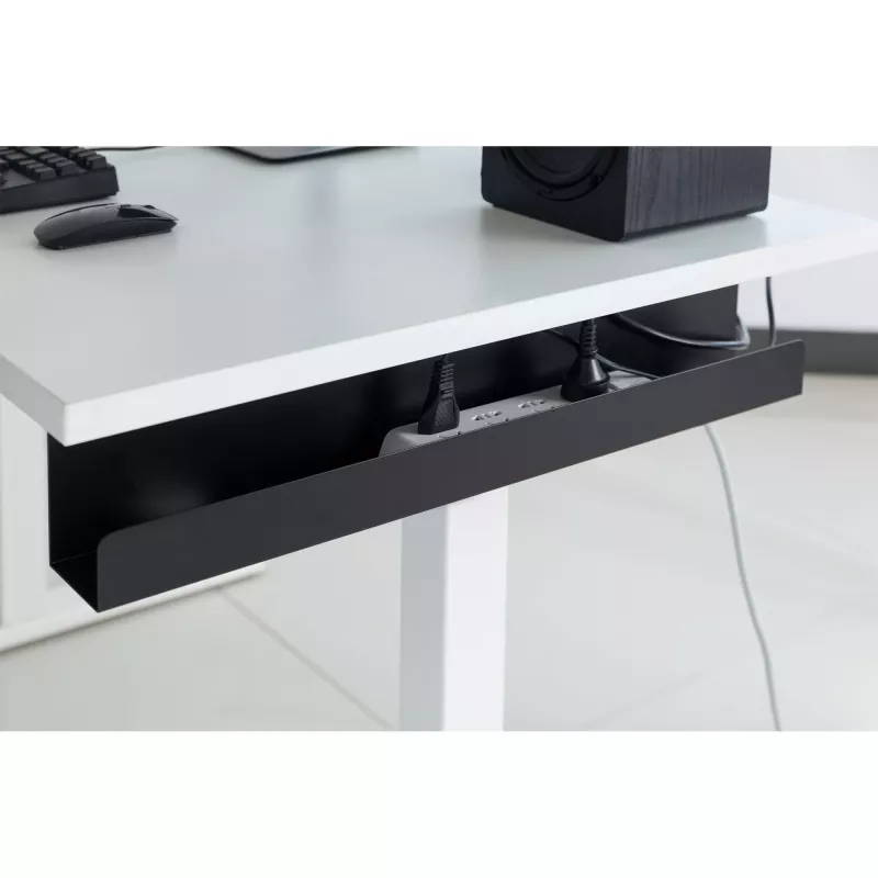 InLine system zarządzania kablami pod stołem 23190W — stal, biały, 114×600×76 mm