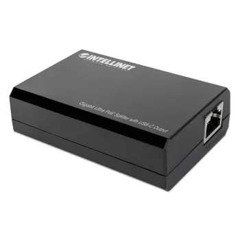 Intellinet rozgałęźnik PoE z wyjściem USB-C, PoE++ / 4PPoE, Gigabit Ultra, IEEE 802.3bt, porty wejściowe i wyjściowe RJ45, port wyjściowy USB-C do 45 W