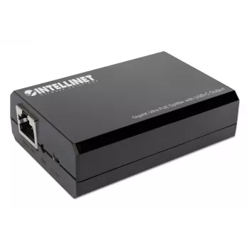 Intellinet rozgałęźnik PoE z wyjściem USB-C, PoE++ / 4PPoE, Gigabit Ultra, IEEE 802.3bt, porty wejściowe i wyjściowe RJ45, port wyjściowy USB-C do 45 W