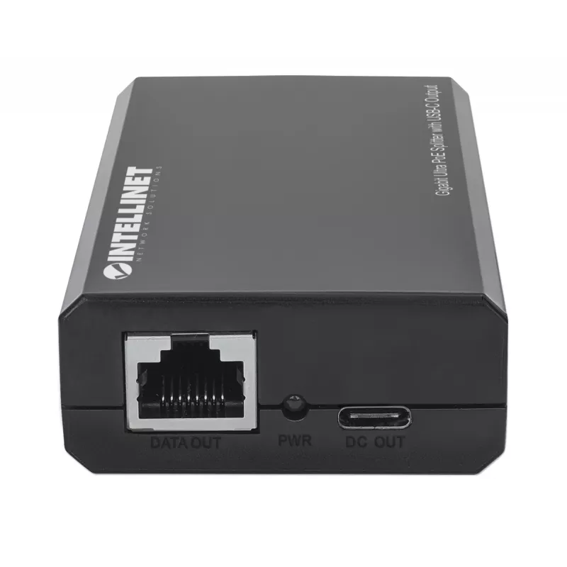 Intellinet rozgałęźnik PoE z wyjściem USB-C, PoE++ / 4PPoE, Gigabit Ultra, IEEE 802.3bt, porty wejściowe i wyjściowe RJ45, port wyjściowy USB-C do 45 W